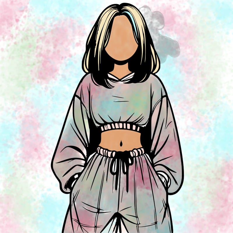 realistic girl faceless with baggy pants and a crop top