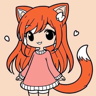 girl with cat ears and tail