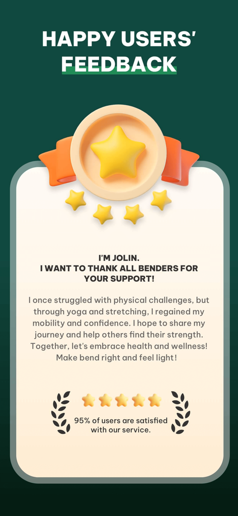 JustStretch | Flex & Mobility - Comentarios de usuarios felices y calificaciones de cinco estrellas para la aplicación de movilidad JustStretch