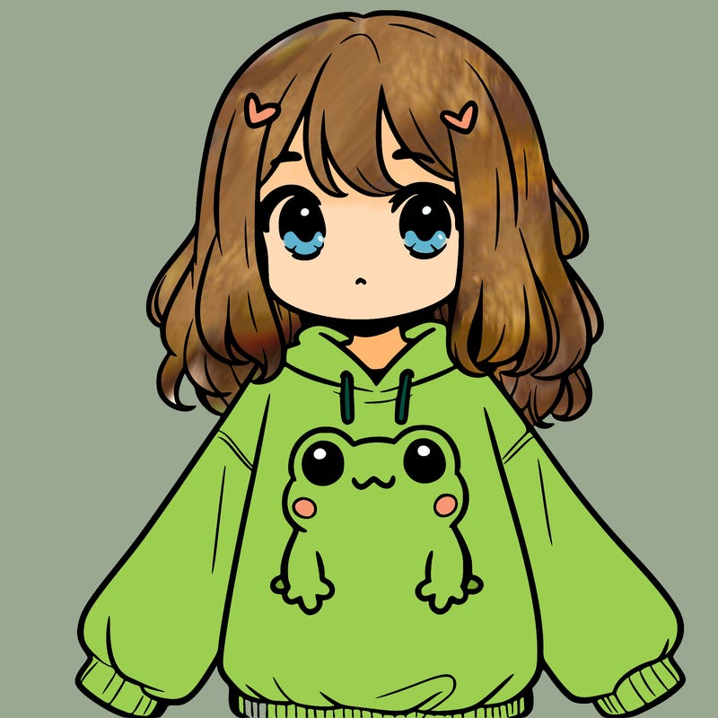 girl wearing frogging sweatshirt