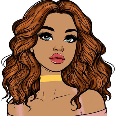 realistic girl with wavy hair and lips