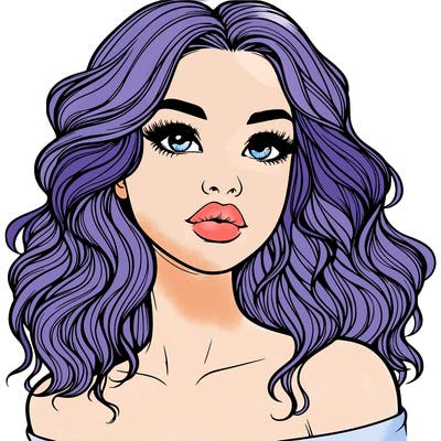 realistic girl with wavy hair and lips