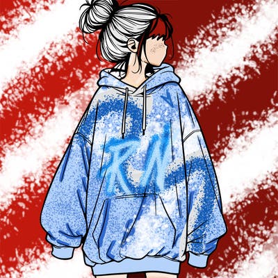 realistic girl with a oversized sweatshirt on and a bun