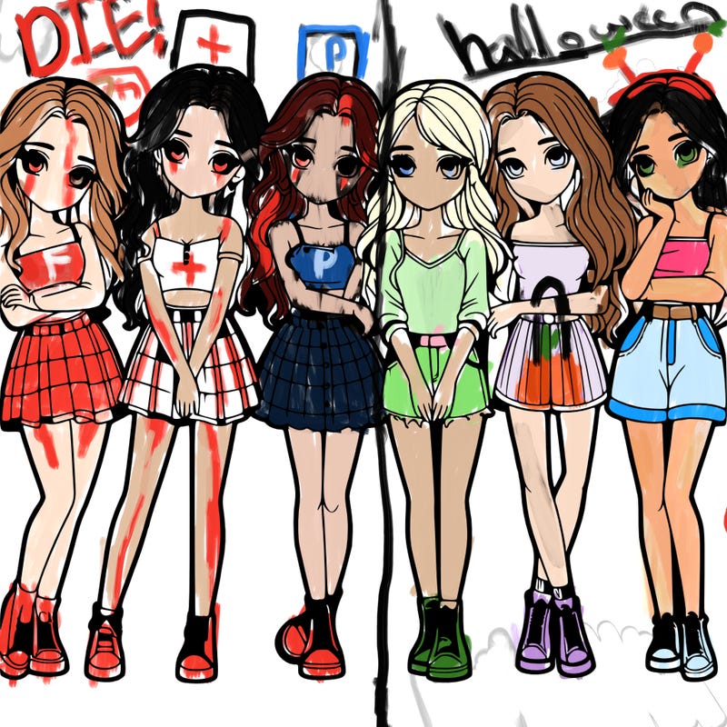 a group of girls realistic