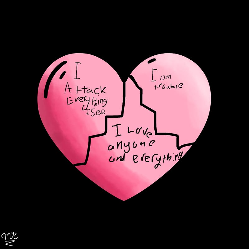 a blank heart with a line in the middle
