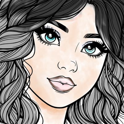 beautiful realistic girl close up to the camera with wavy hair,