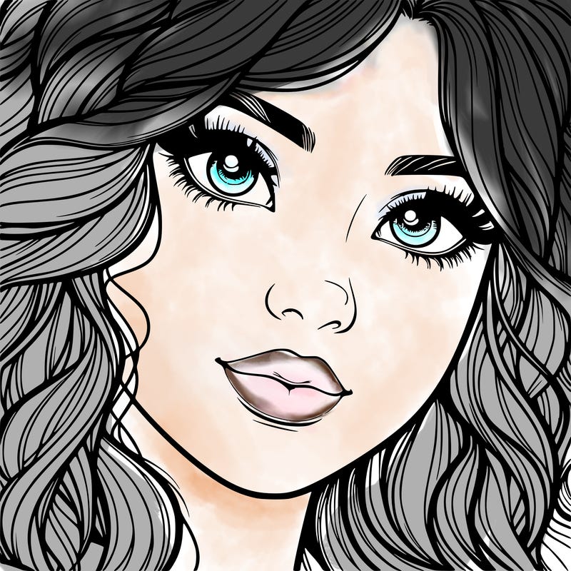 beautiful realistic girl close up to the camera with wavy hair,