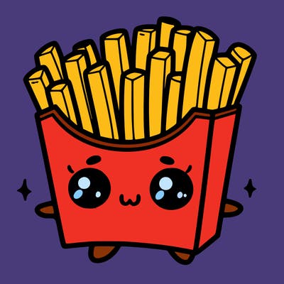 a cute. french fries