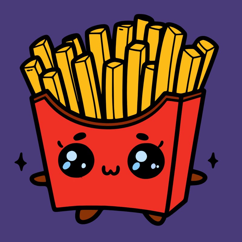 a cute. french fries