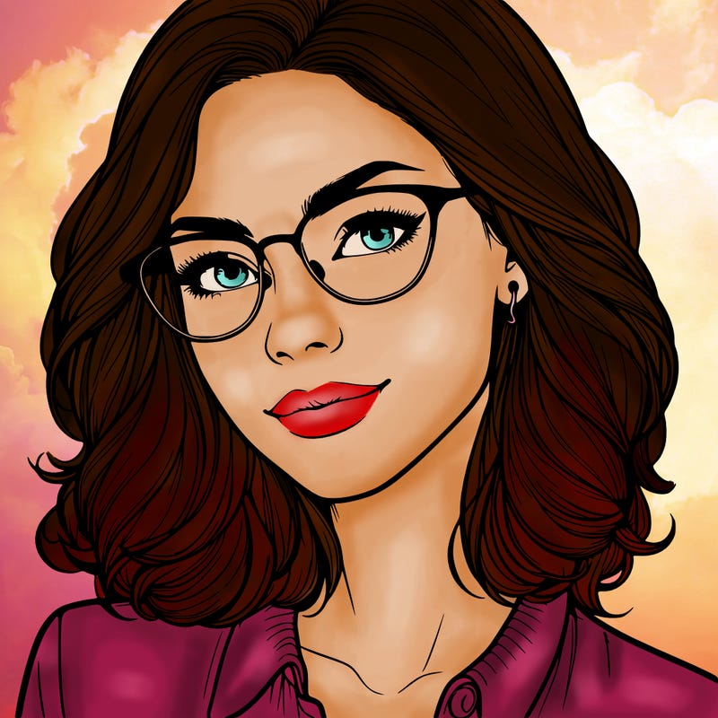 realistic woman with glasses