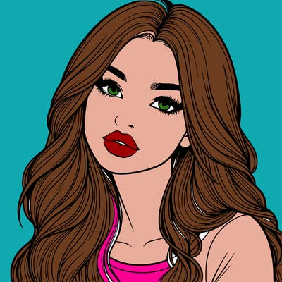 realistic girl with hair on her hair and lips