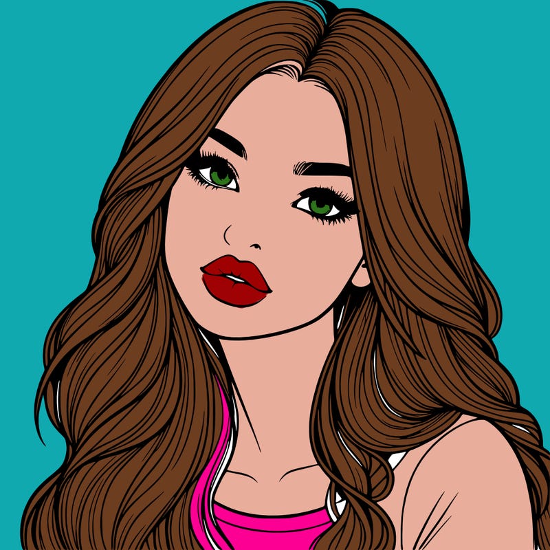 realistic girl with hair on her hair and lips