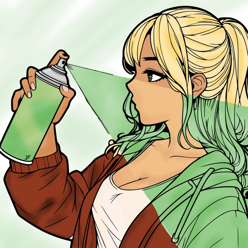 a realistic girl spray, painting