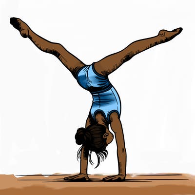 realistic gymnastic hand stand girl in four splits