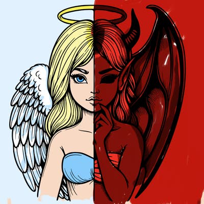 realistic angel half demon