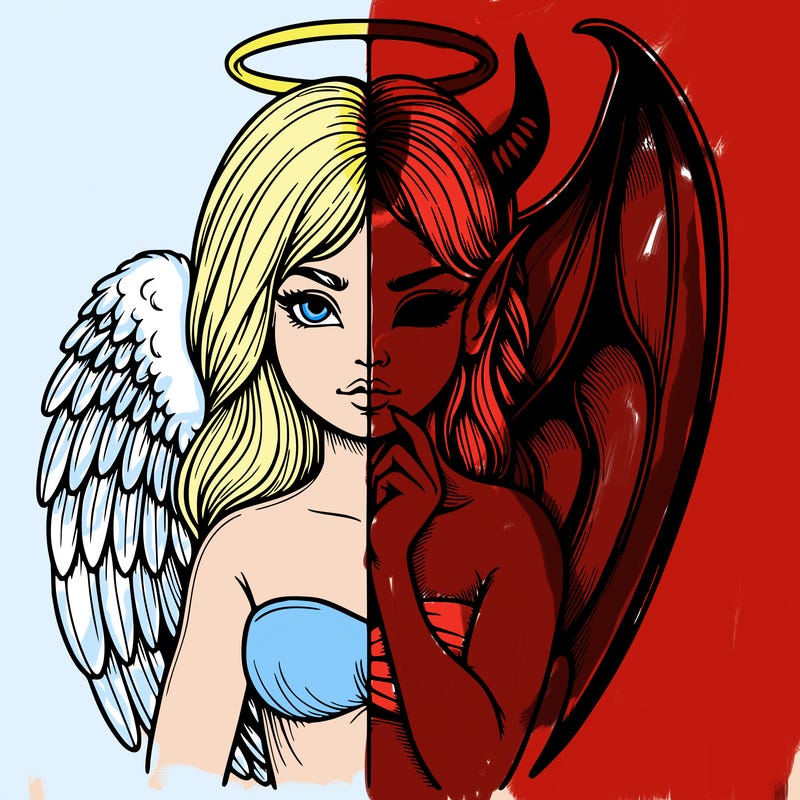 realistic angel half demon