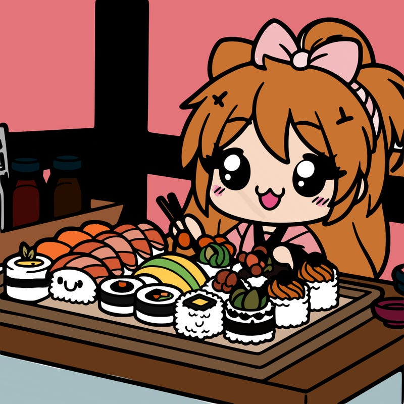 kawaii anime sushi and sashimi buffet