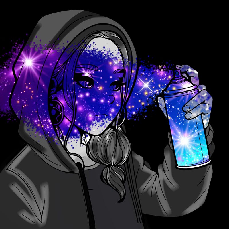 a realistic girl, spray painting