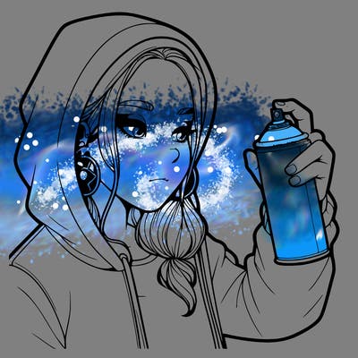 a realistic girl, spray painting