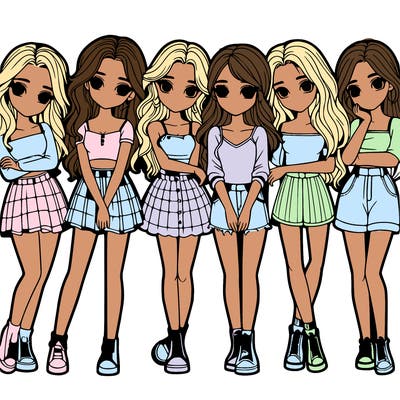 a group of girls realistic