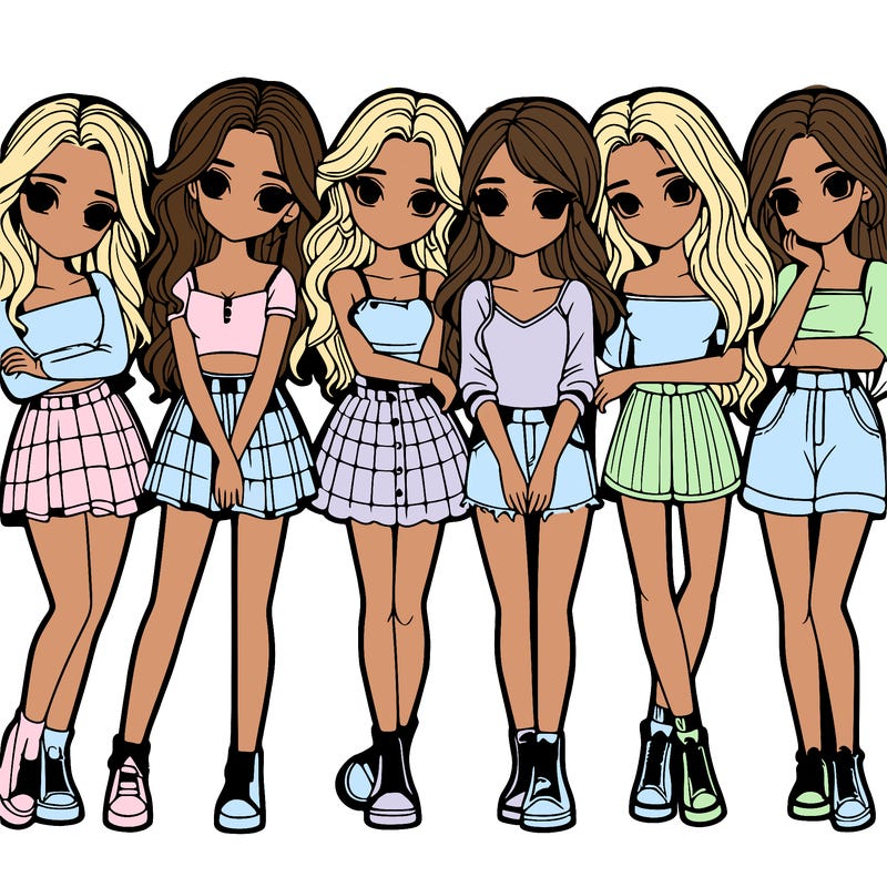 a group of girls realistic