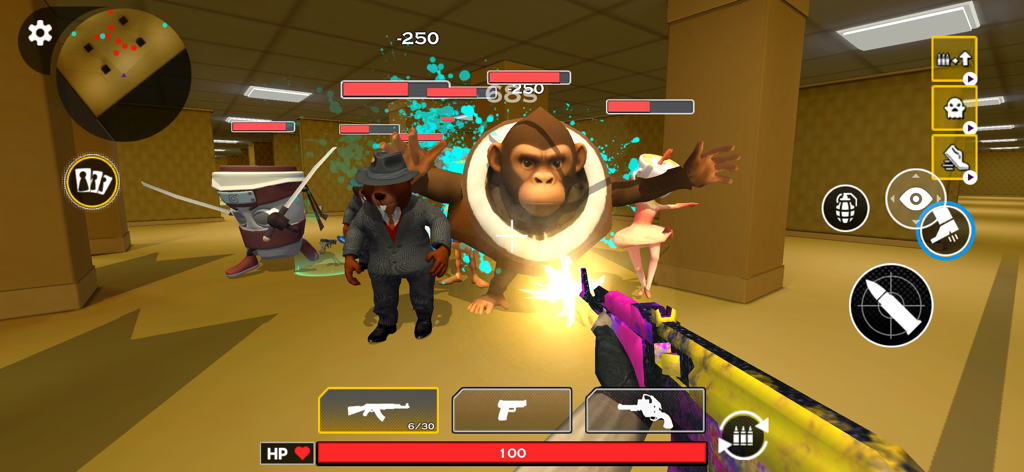 Survival in Brainrot: Shooter - Jugabilidad en primera persona con monstruos de memes en un laberinto