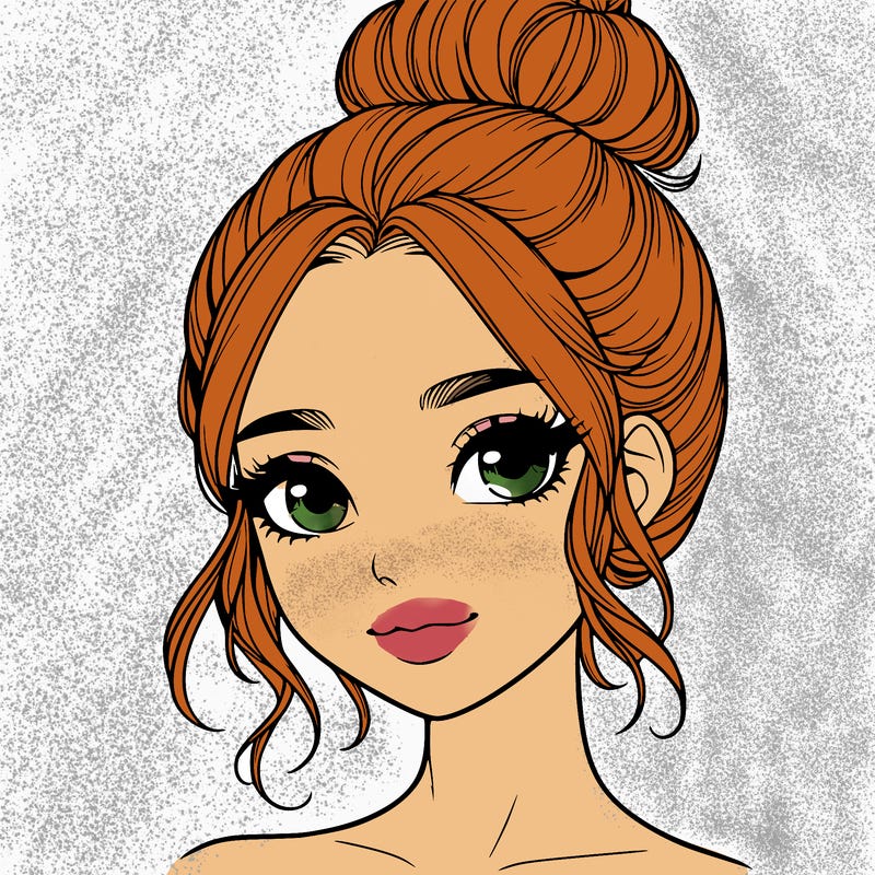 realistic pretty girl with hair in bun