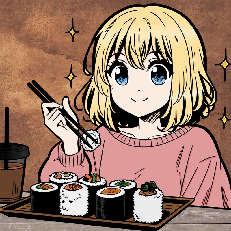 manga girl who loves sushi
