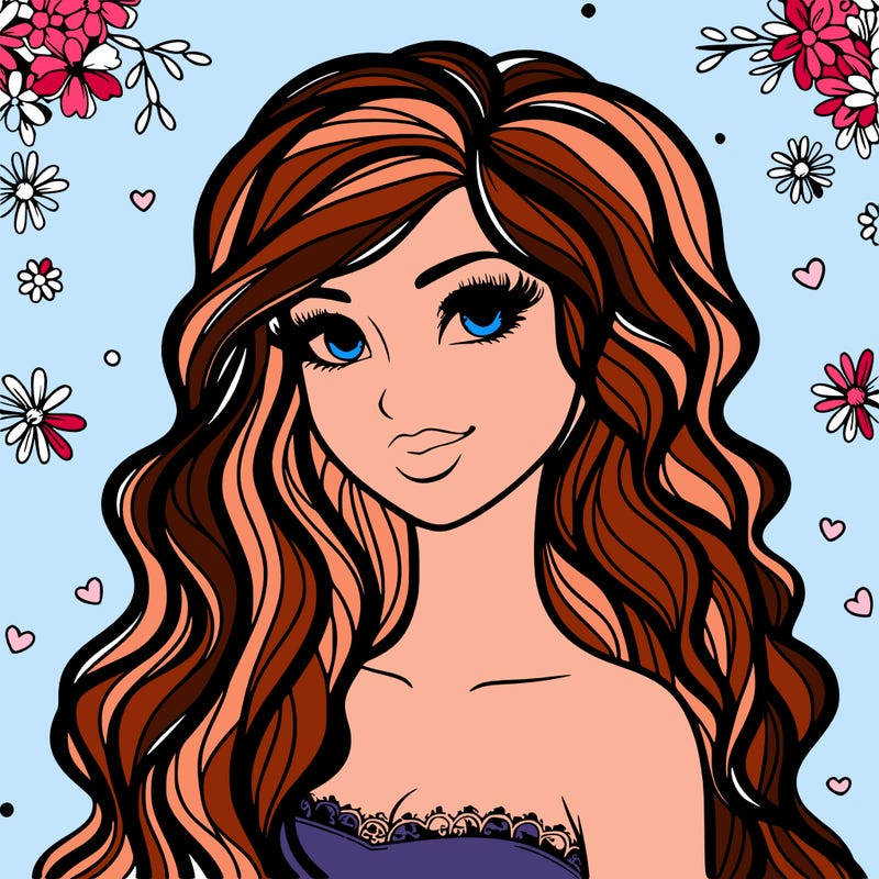 pretty woman with long wavy hair