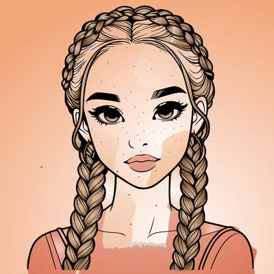 realistic girl with braids