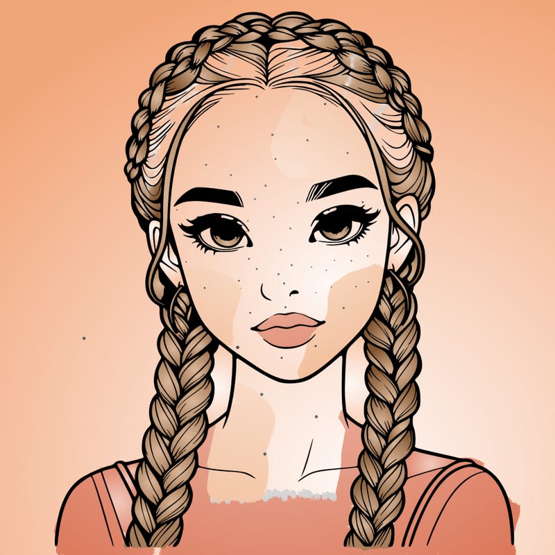 realistic girl with braids