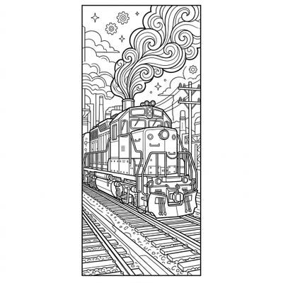 Journey into creativity with this striking diesel train coloring page, perfectly designed to become your next favorite bookmark. Capture the power and classic charm of a locomotive, ready to be brought to life with your colors.