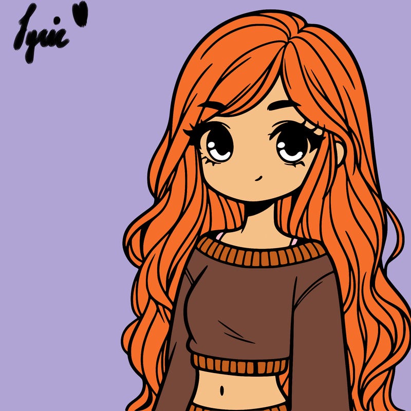 girl with long hair and a crop top with a sweater