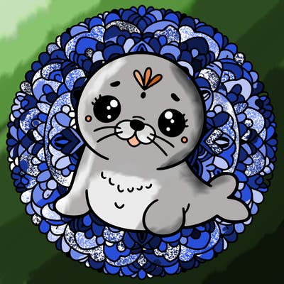 a cute baby seal mandala