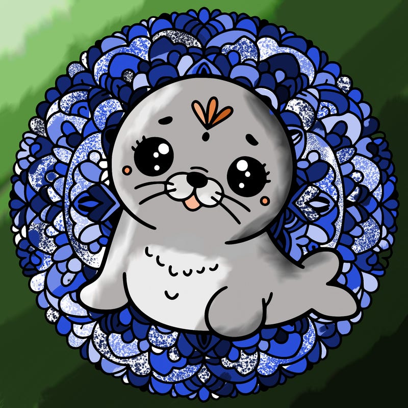 a cute baby seal mandala