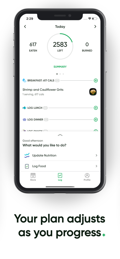 FitGenie app calorie tracker and food logging interface