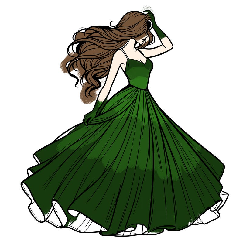 realistic woman with dress flowing in the wind