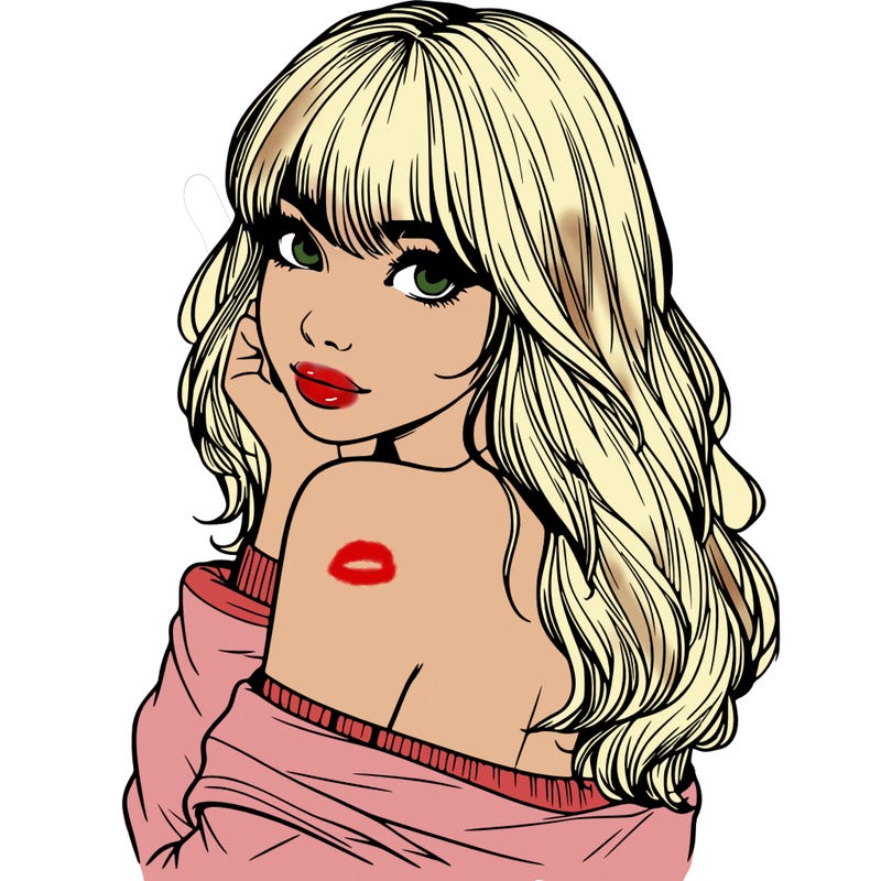 realistic girl with bangs looking over her shoulder