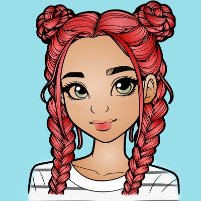 realistic girl with braids