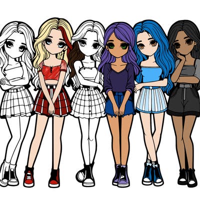 a group of girls realistic