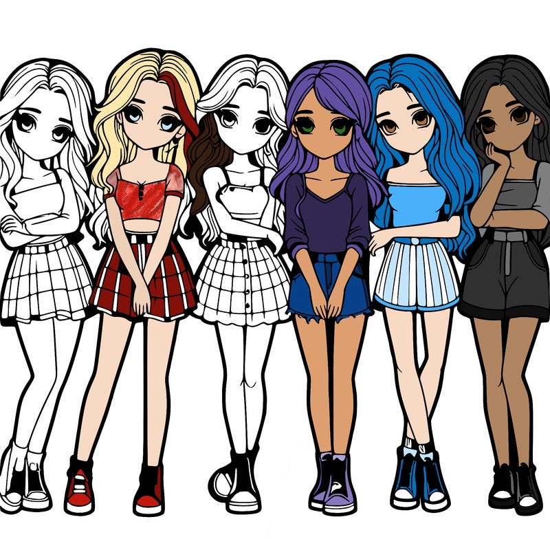 a group of girls realistic