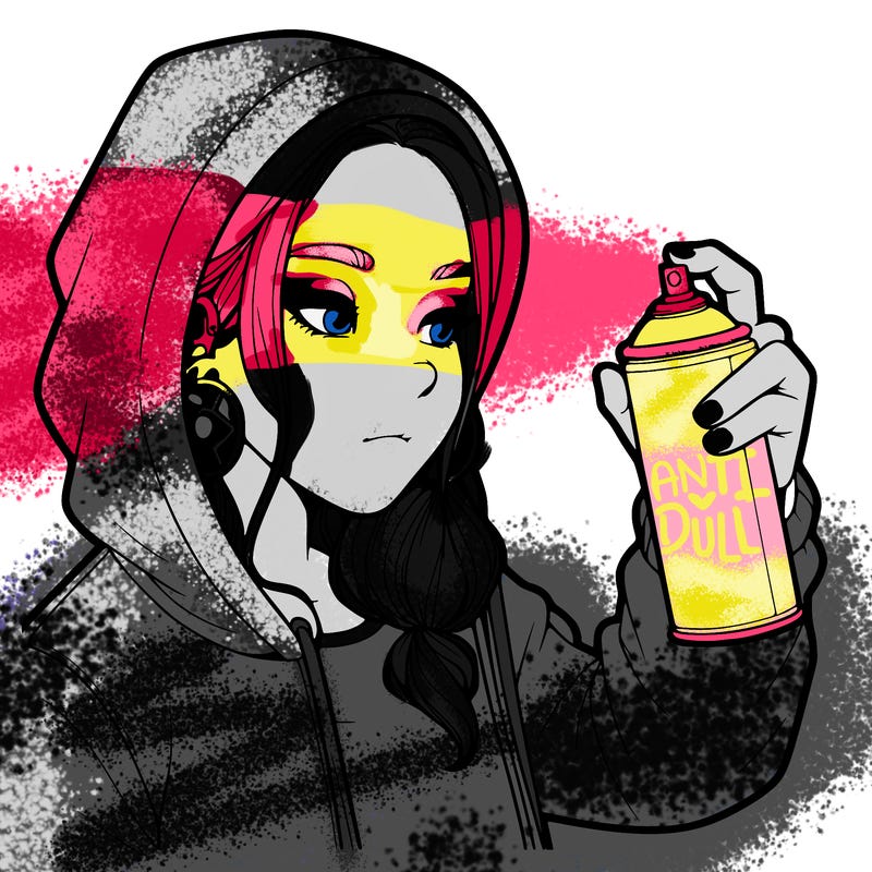 a realistic girl, spray painting