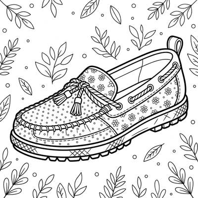 Get ready to color a super stylish flat shoe, perfect for little fashionistas! This easy-to-color design features fun patterns, making it a delightful activity for kids aged 4-8.
