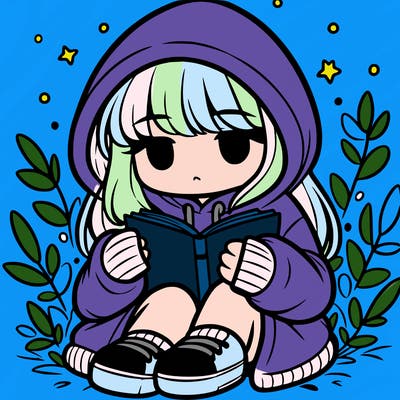 girl in oversized hoodie reading a book