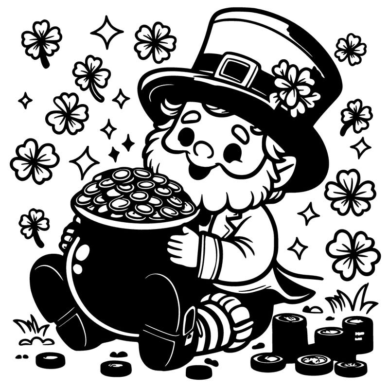 leprechaun sitting in a pot of gold