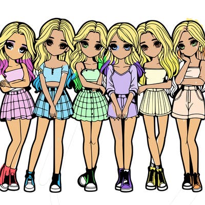 a group of girls realistic