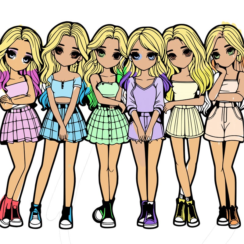a group of girls realistic