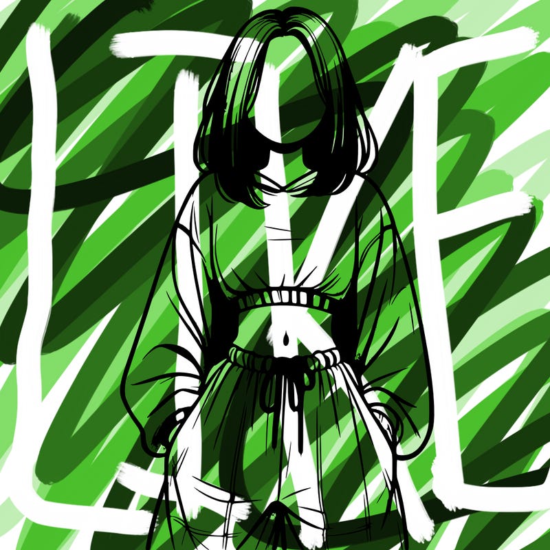 realistic girl faceless with baggy pants and a crop top