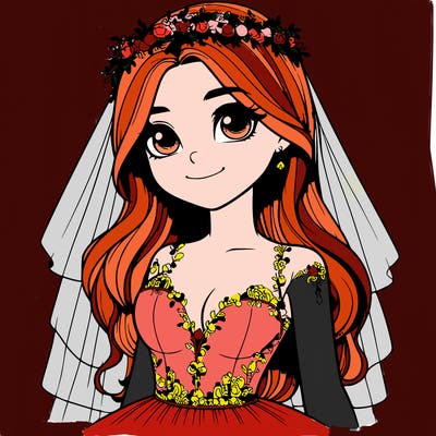 realistic girl in a wedding dress