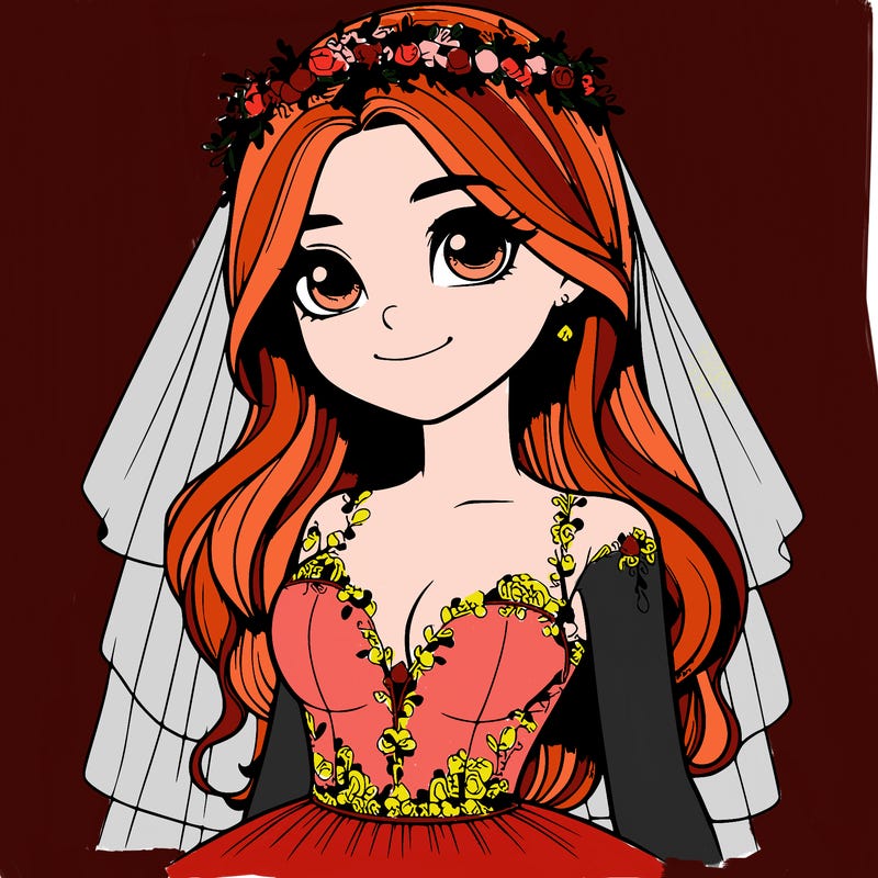 realistic girl in a wedding dress